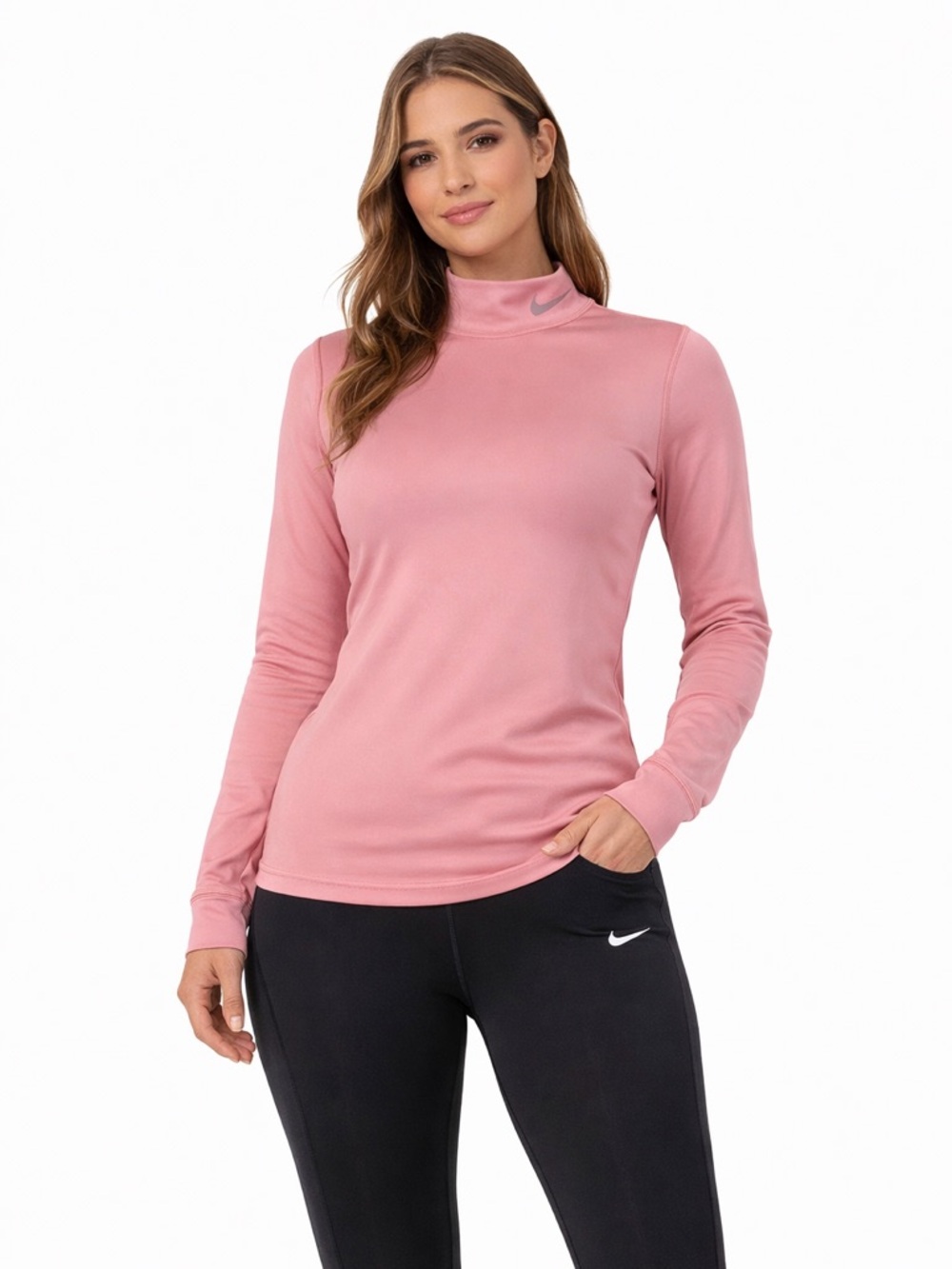 EUC Nike Size Large Pink Long‎ Sleeve Turtleneck Athletic Top